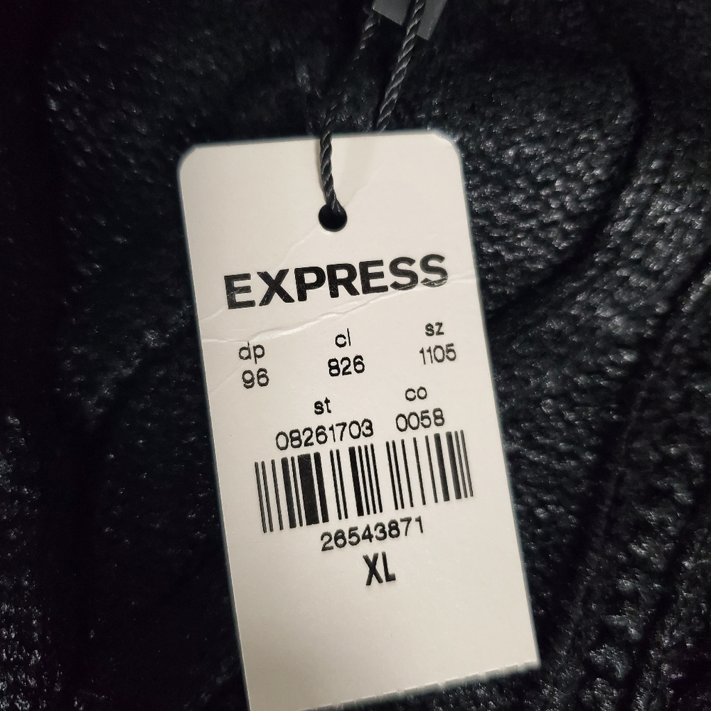Black Metallic Look Cable Knit Women's Plus Size Sweater by Express - Picture 10 of 10